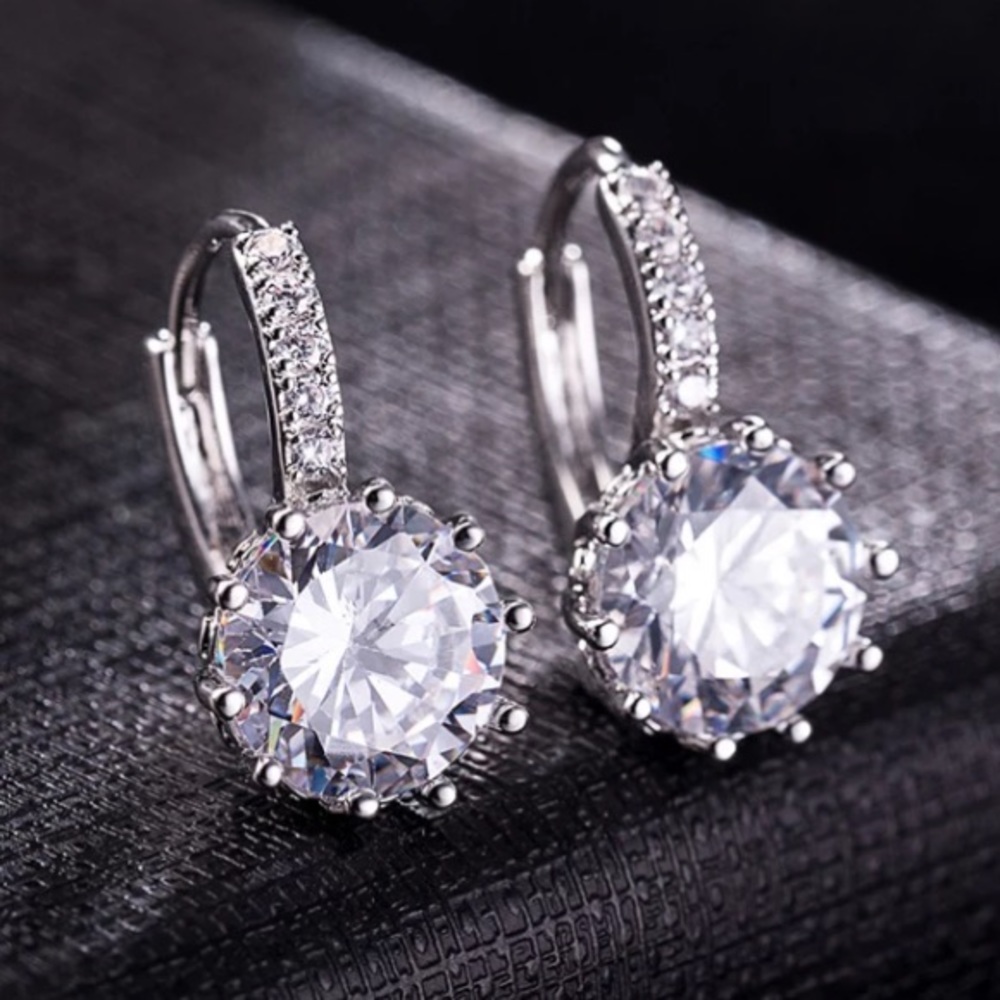 Sterling silver diamond earrings - Picture 3 of 4